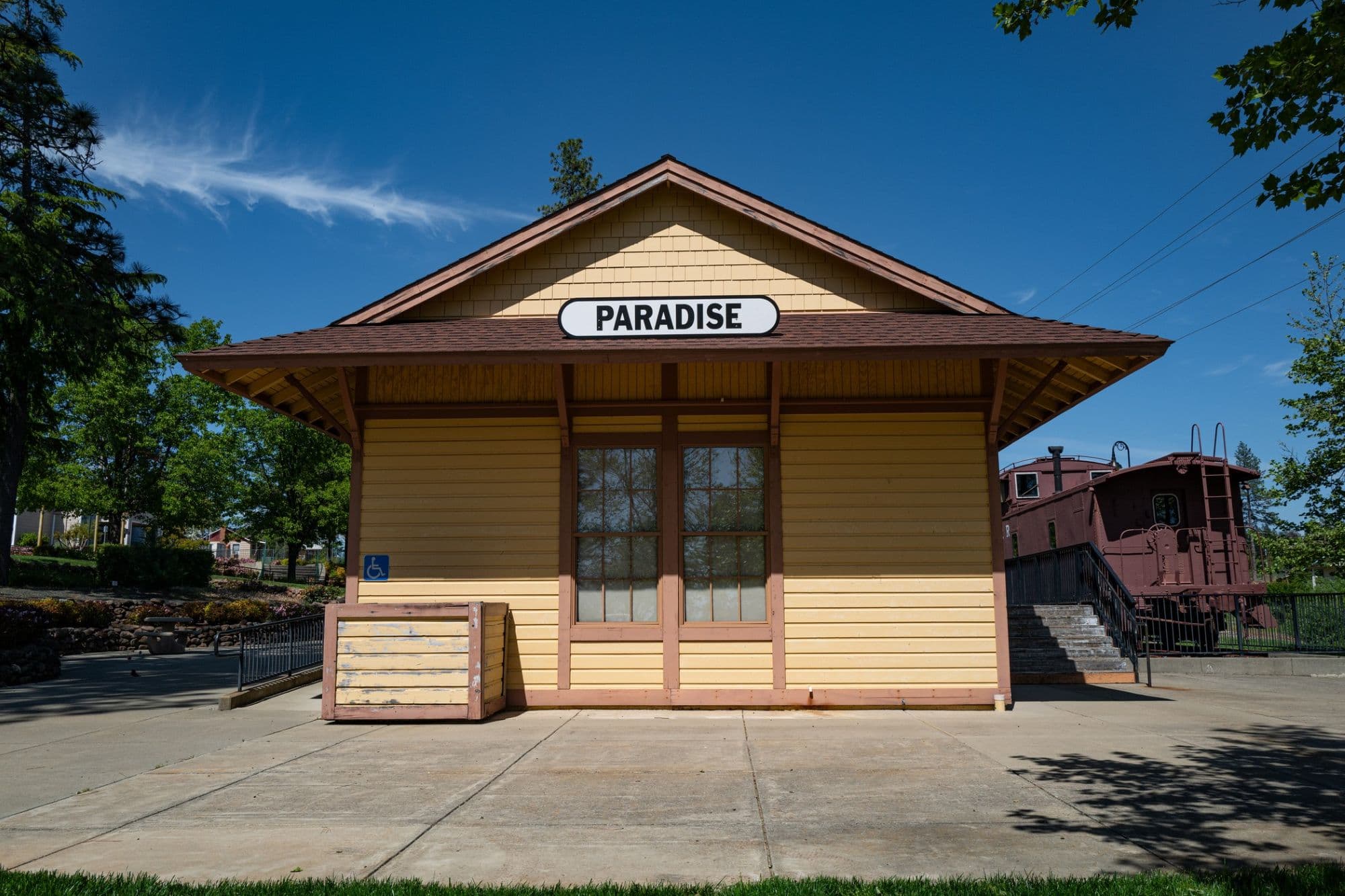The 1903 Paradise Depot Museum in Paradise, California.