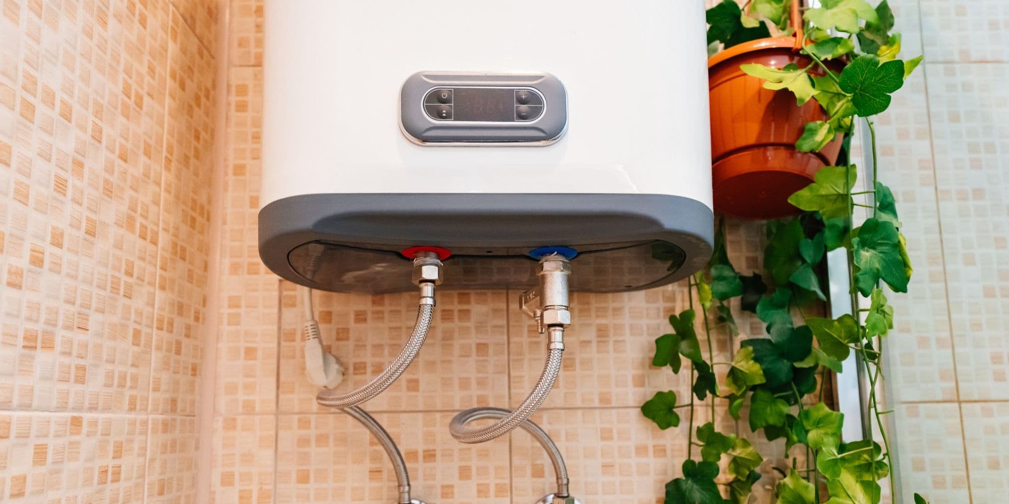 Electric water heater in the bathroom.